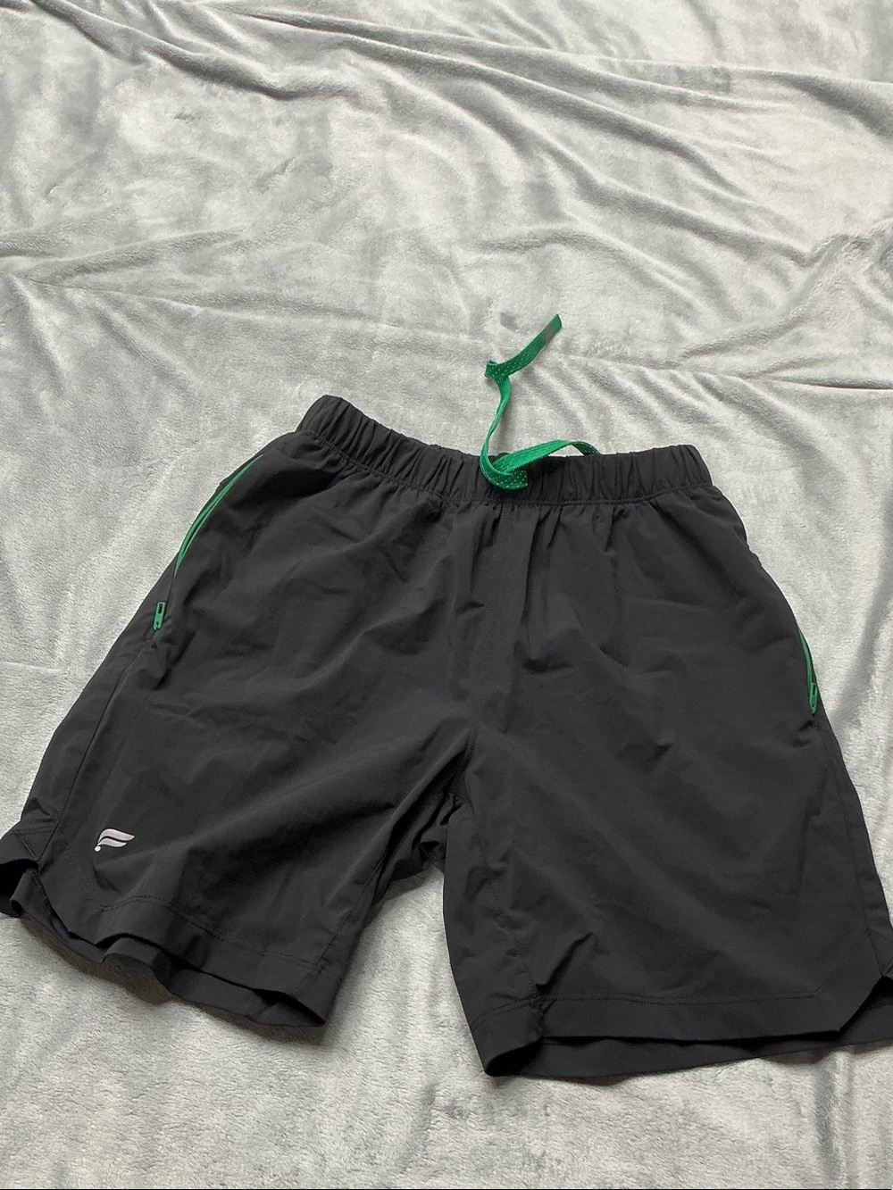 Fabletics Black Athletic Shorts with Green Trim